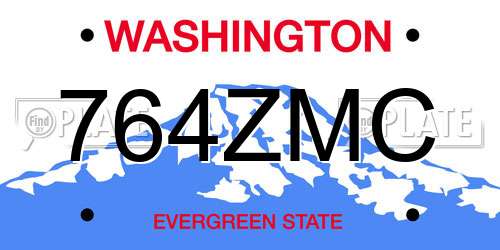 764ZMC Washington License Plate