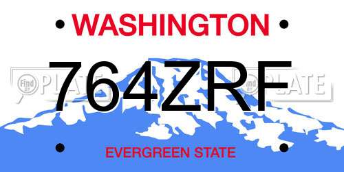 764ZRF Washington License Plate