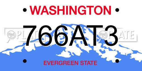 766AT3 Washington License Plate