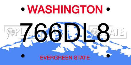 766DL8 Washington License Plate