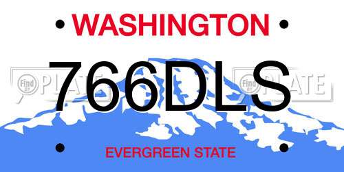 766DLS Washington License Plate
