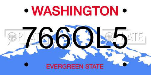 766OL5 Washington License Plate
