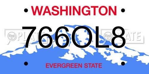 766OL8 Washington License Plate