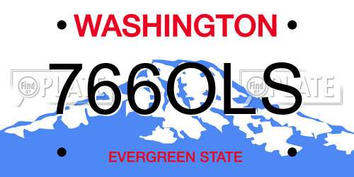 766OLS Washington License Plate