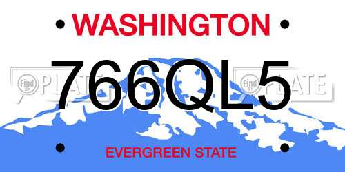 766QL5 Washington License Plate