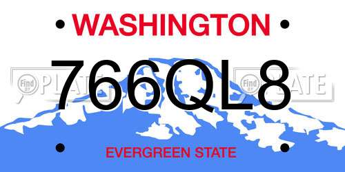 766QL8 Washington License Plate