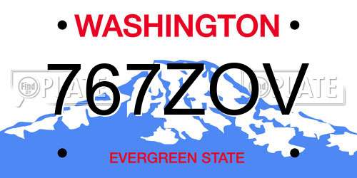 767ZOV Washington License Plate