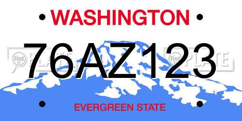 76AZ123 Washington License Plate