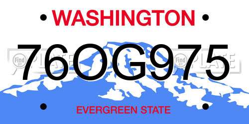 76OG975 Washington License Plate