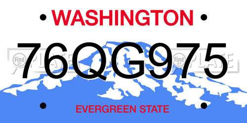 76QG975 Washington License Plate