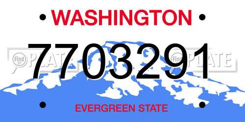 7703291 Washington License Plate