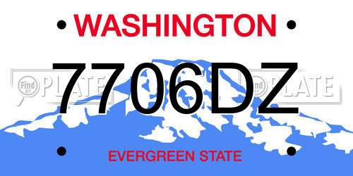 7706DZ Washington License Plate