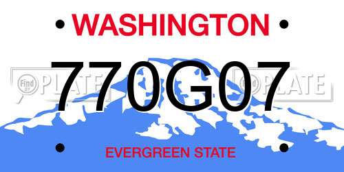 770G07 Washington License Plate