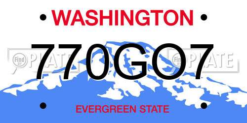 770GO7 Washington License Plate