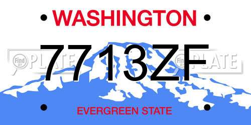 7713ZF Washington License Plate