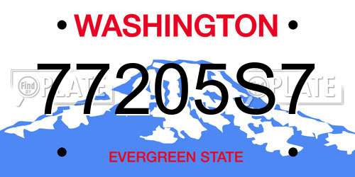 77205S7 Washington License Plate