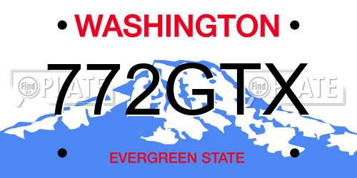 772GTX Washington License Plate