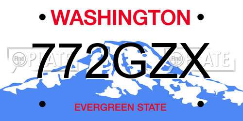 772GZX Washington License Plate