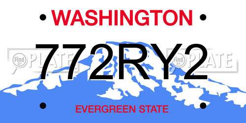 772RY2 Washington License Plate