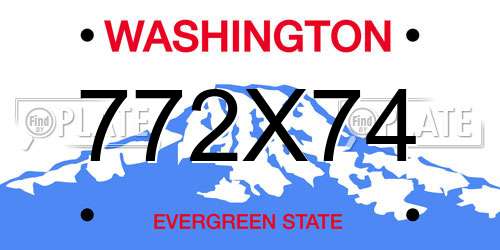772X74 Washington License Plate