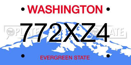 772XZ4 Washington License Plate