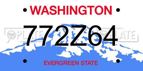 772Z64 Washington License Plate