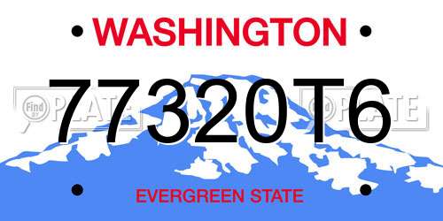 77320T6 Washington License Plate
