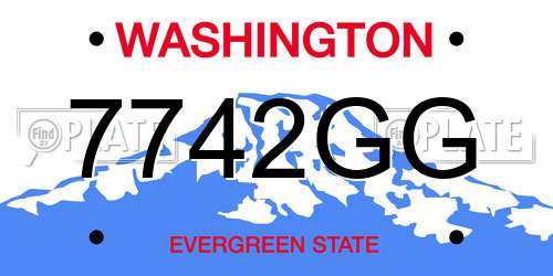 7742GG Washington License Plate