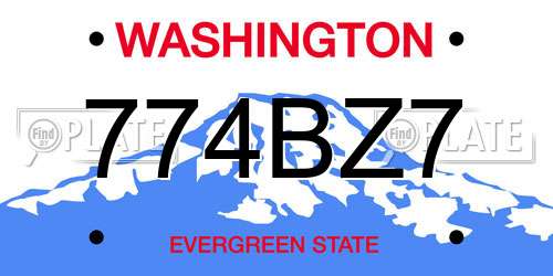 774BZ7 Washington License Plate