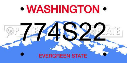 774S22 Washington License Plate