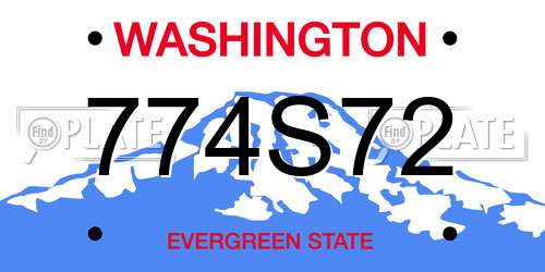 774S72 Washington License Plate