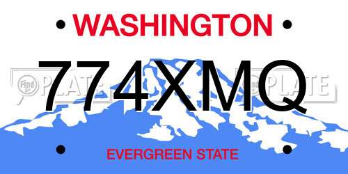 774XMQ Washington License Plate