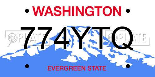 774YTQ Washington License Plate