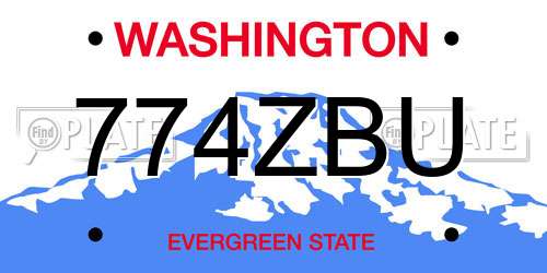 774ZBU Washington License Plate