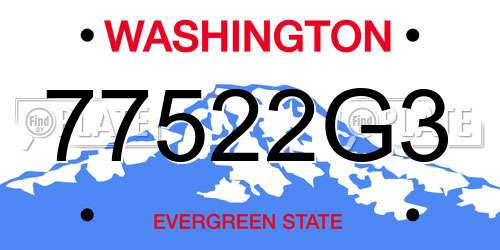 77522G3 Washington License Plate