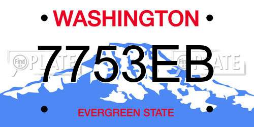 7753EB Washington License Plate