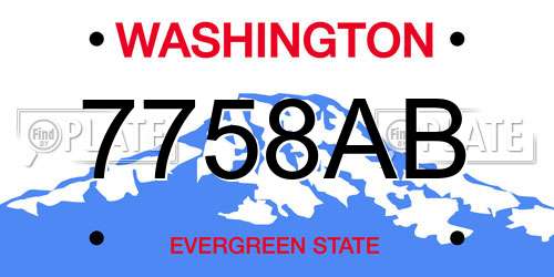 7758AB Washington License Plate