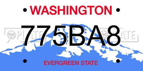775BA8 Washington License Plate