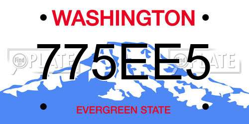 775EE5 Washington License Plate