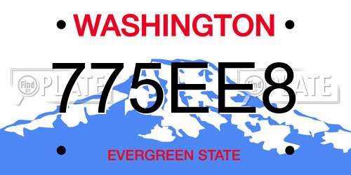 775EE8 Washington License Plate