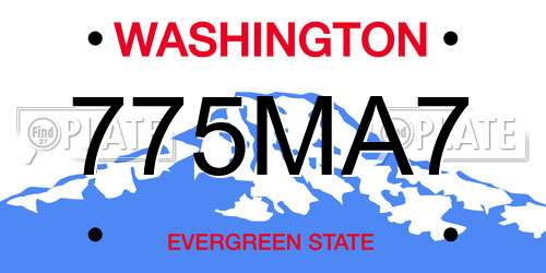 775MA7 Washington License Plate