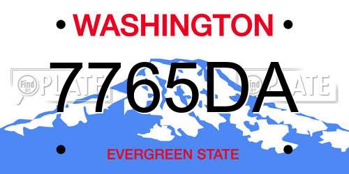 7765DA Washington License Plate