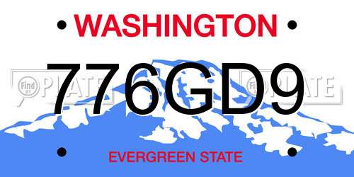 776GD9 Washington License Plate