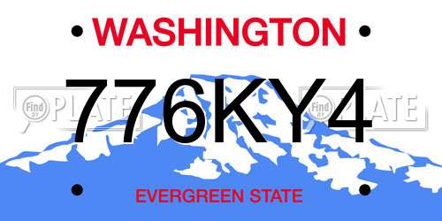 776KY4 Washington License Plate