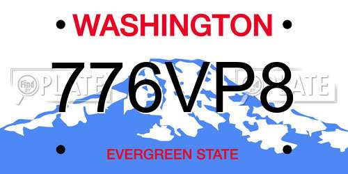 776VP8 Washington License Plate