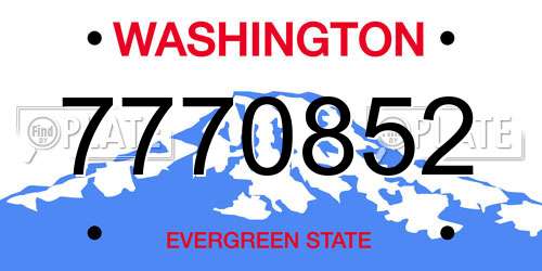 7770852 Washington License Plate