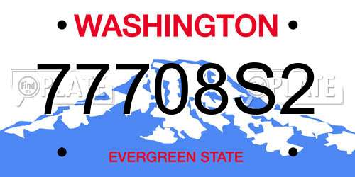 77708S2 Washington License Plate