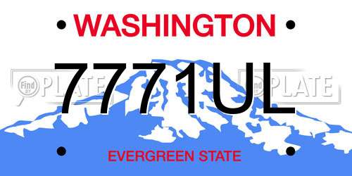 7771UL Washington License Plate