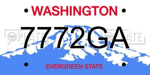 7772GA Washington License Plate