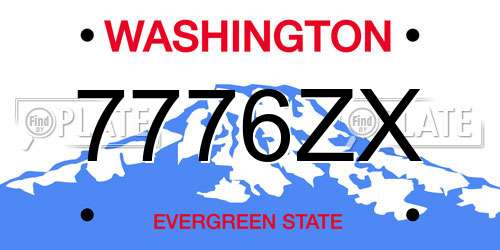 7776ZX Washington License Plate
